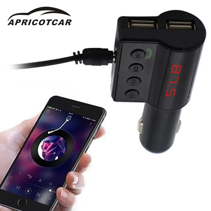 APRICOTCAR Car Bluetooth FM Transmitter Cigarette Lighter Handsfree