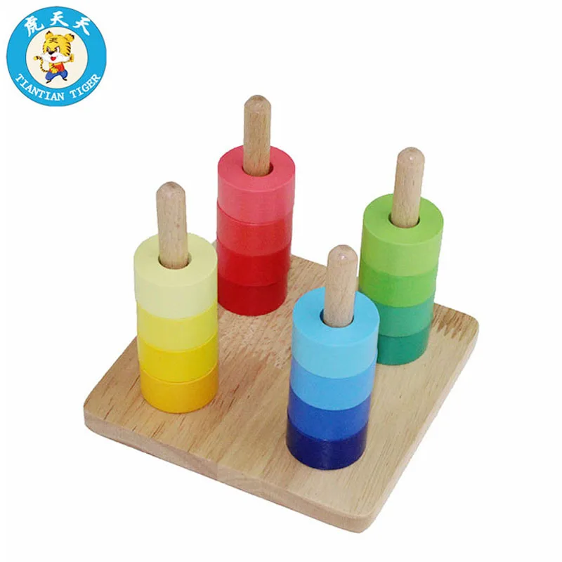  Montessori Baby Wooden Toys Early Education Training Preschool Teaching Aids Discs on Dowel - 32868698771