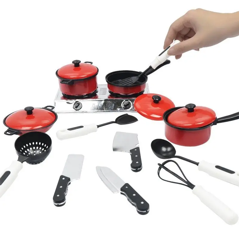 

Kids Kitchen Toys for Children Pretend Play Girls Toys Kitchenware Play Set Miniature Kitchen Pots Pans Kettle Faked Food Gifts