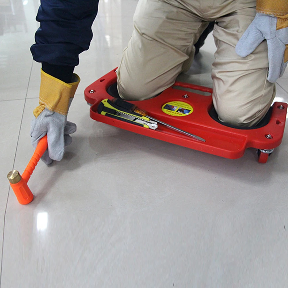 

New Rolling Knee Protection Pad with Wheels Built in Foam Padded Creeper Platform laying tile vinyl auto repair protecting knees