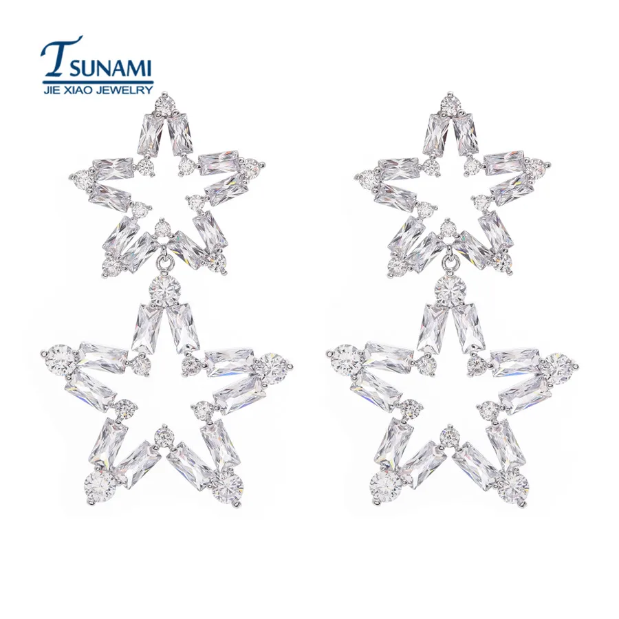 В году пентаграмма преувеличенные циркониевые серьги для невесты вверх и вниз