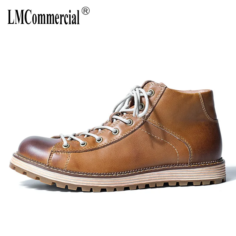 

autumn winter British retro Martin boots male British Genuine Leather leather high top shoes men cowhide mens chelsea boots