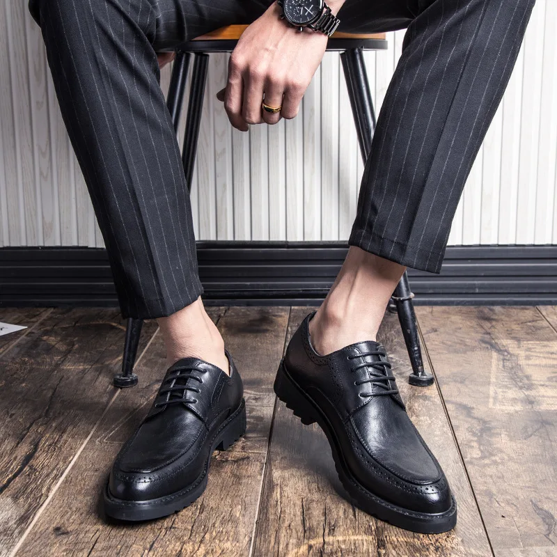 Модные Туфли-оксфорды; мужская повседневная обувь в деловом стиле; Мужская Брендовая обувь из мягкой кожи; Высококачественная Мужская Повседневная обувь; KA130 - Цвет: Черный