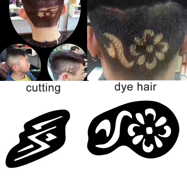 28Pcs Hair Tattoo Template Hair Coloring Dye Stencil Carved Trimmer Men