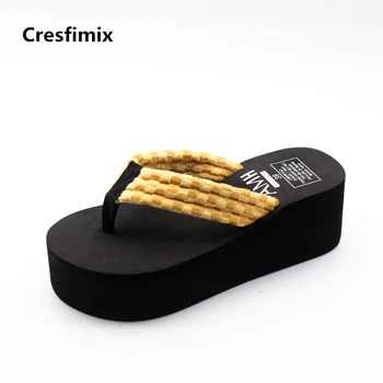 

Cresfimix women fashion soft eva high quality platform slippers lady cute comfortable beach flip flops femmes tongs cute slipper