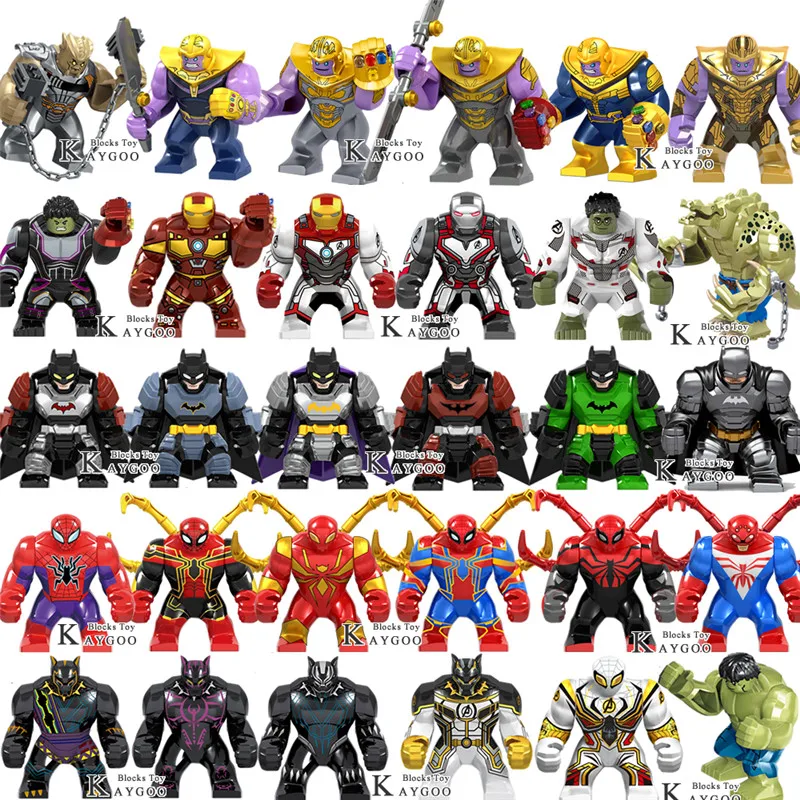 

Big Large Super Heroes Avengers Infinity War Spiderman Thanos Hulk Buster Iron Man Venom Building Blocks Toys for children