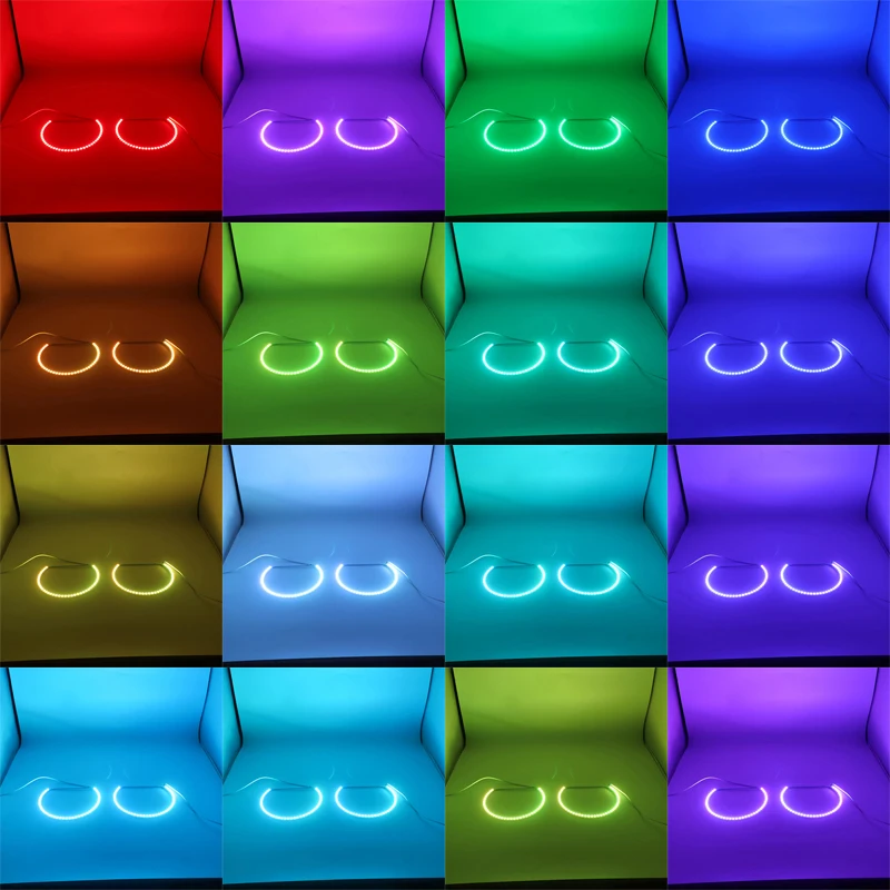 Новейшие разноцветные светодиодные фары RGB Angel Eyes Halo Ring Eye DRL RF с дистанционным