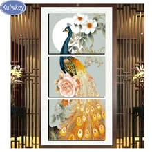 3 шт. Красивая Алмазная вышивка Peahen, 5D индивидуальный заказ foto, diy алмазная живопись, 3d вышивка крестиком, Алмазная мозаика, животное