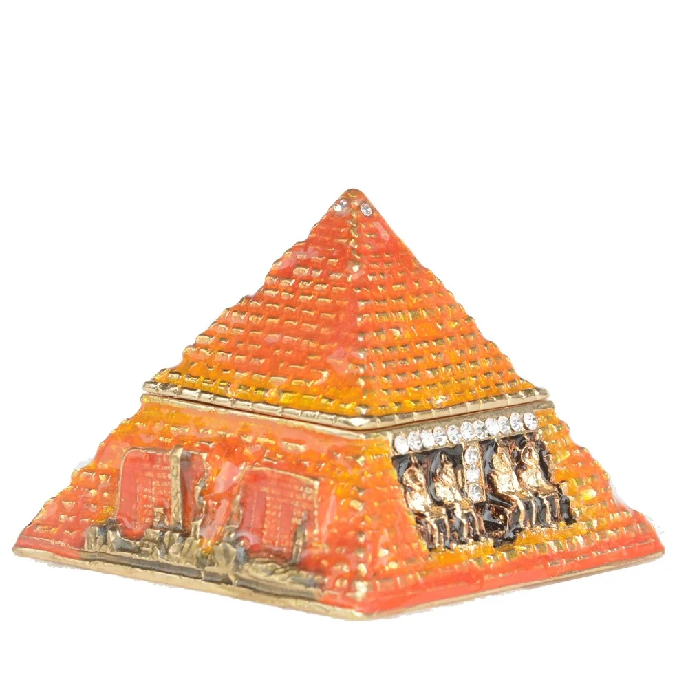 Egyptian Pyramid Trinket Box Metal Jewelry Container Collectible Figurine Statue Creative Gifts Necklace Holder