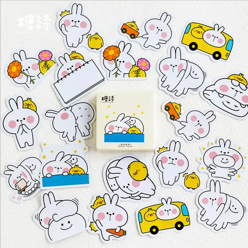 

45 pcs/box lively cute Rabbit Kawaii paper stickers Diary decoration diy scrapbooking label seal Hand account sticker stationery