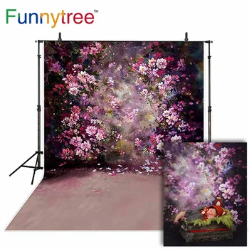 

Funnytree background for photo studio oil painting flower colorful vintage photography backdrop photobooth photocall printed