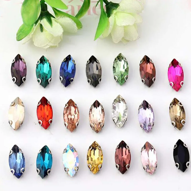

200Pc 7X15mm Sew Rhinestone With Claw Horse Eye Crystals Flat Back Rhinestones Scrapbooking Nail Craft Best Selling 2018 Product