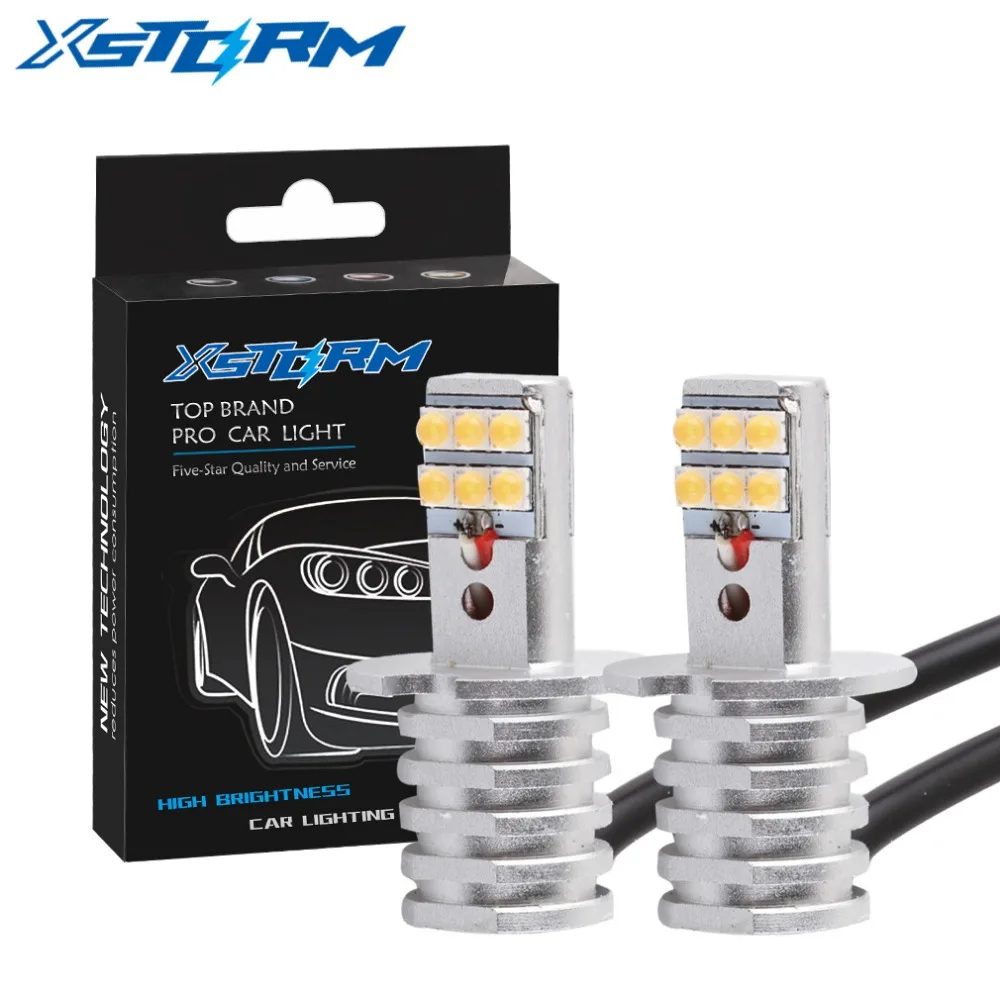 XSTORM H1 H3 светодиодные лампы с острым чипом, белые 12 SMD 750LM DRL дневные ходовые противотуманные фары, автоматические светодиоды для вождения автомобиля, парковочная лампа 12 В 6000 К