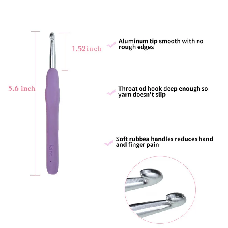 1-Set-3PCs-Aluminum-Crochet-Hooks-Thick-Head-Knitting-Needles-Candy-Color-TPR-Handle-Ergonomic-Crochet