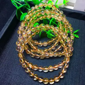 

Natural Crystal Beads Bracelet Gold Titanium Rutilated AAA 6.5mm