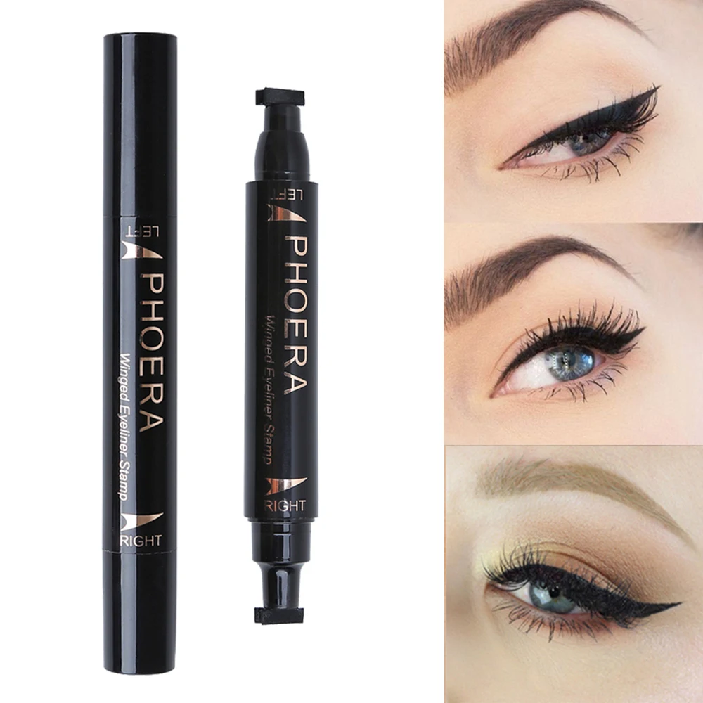 

PHOERA makeup liquid eyeliner pencil quick dry waterproof Wing Black Double-ended Makeup Stamps Eye liner Pencil