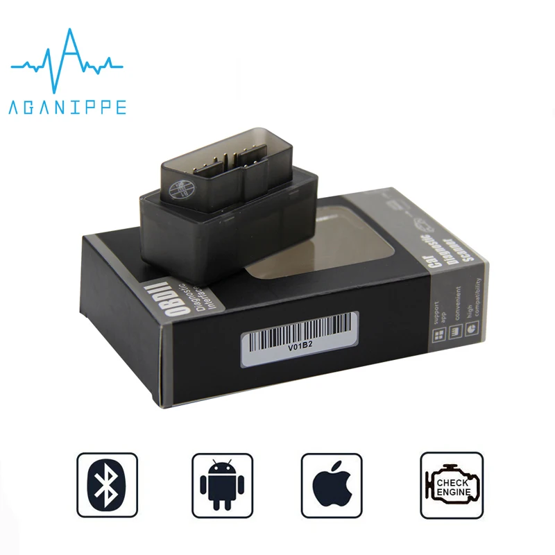 Aganippe Elm327 V1.5 OBD2 Bluetooth адаптер автомобильный сканер elm 327 1,5 OBD Bluetooth 4,0 Автомобильный диагностический инструмент умные инструменты для iPhone