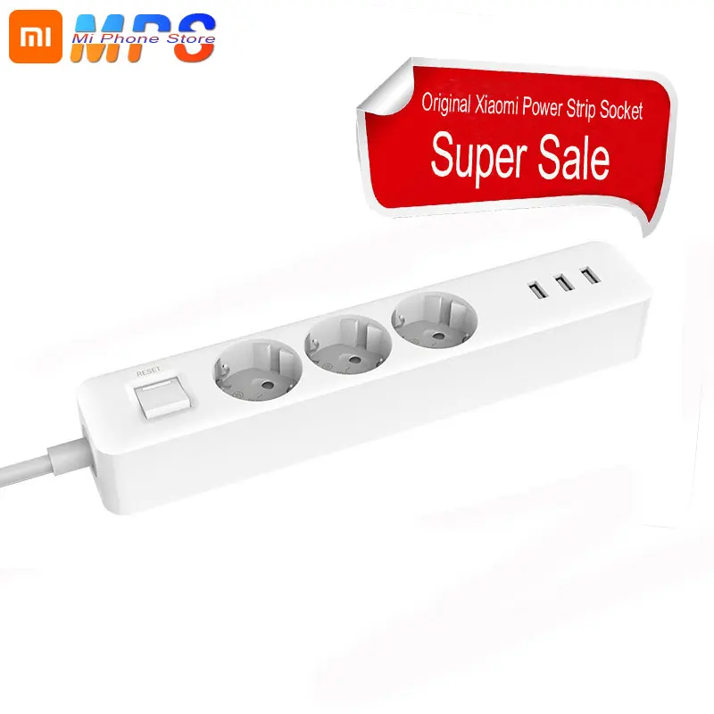 

Power Strip Xiaomi Mijia Socket 3 USB 3 Sockets Outlet Extension Port Plug Original Xiaomi Sockets Plug EU Extension Patch Board