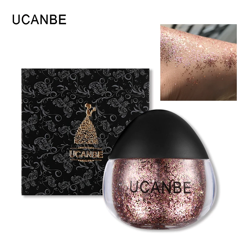 Ucanbe бренд блеcтящие тени для век для макияжа пудра крем алмазный Золотой Коричневый Серебряный Выделите гель 6 цветов Макияж для волос лица