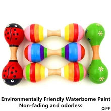 Разноцветные деревянные погремушки-шейкеры с двойной головкой для детей, детские музыкальные инструменты, вечерние погремушки