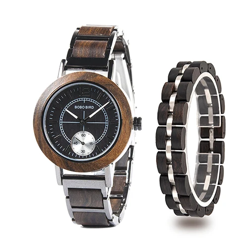 R13-1-S04-1 Reloj hombre BOBO BIRD женские часы деревянный браслет натуральное дерево, ручная работа женские часы наручные часы идея подарки - Цвет: R13-1-S04-1