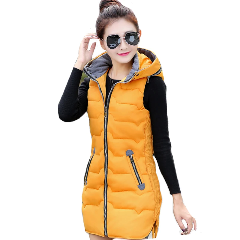 

2019 autumn women waistcoat female winter slim hooded vest ladies big size 4XL outerwear colete feminina sleeveless jacket coat