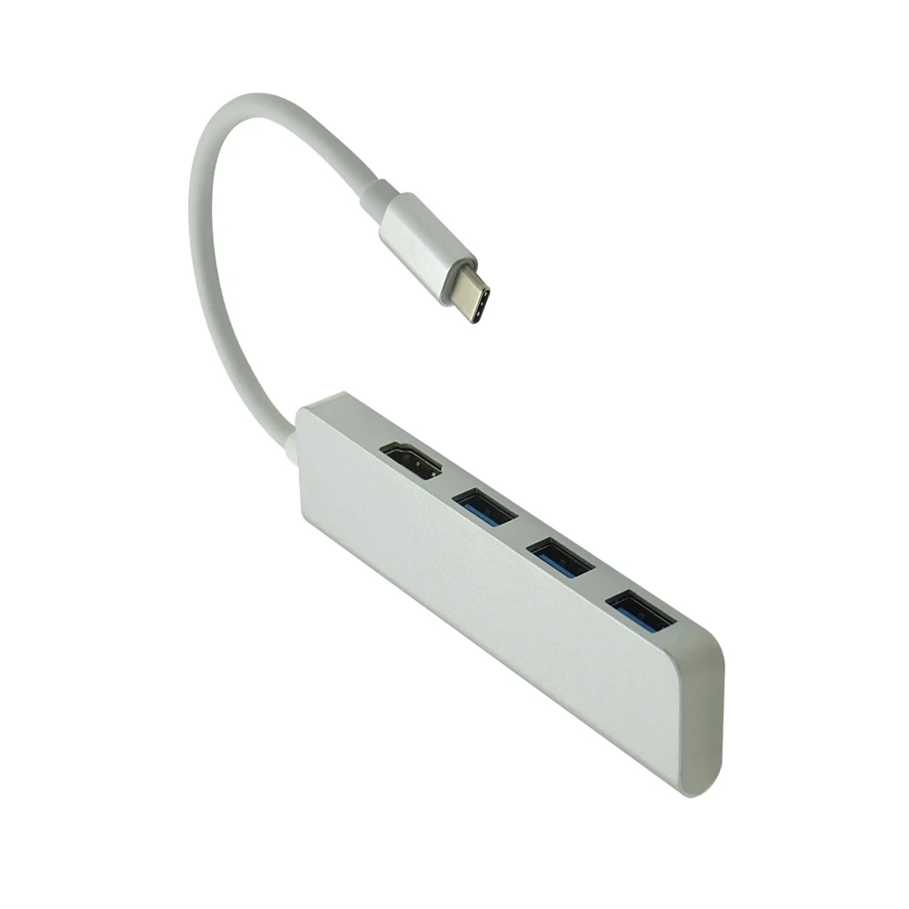 10 шт./лот 4 в 1 USB 3,1 USB-C type C концентратор с 3840*2160@ 30 Гц 4 K HDMI 3 USB 3,0 порты концентратор для MacBook
