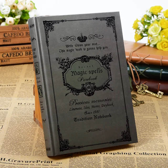 160sheets Vintage Magic Spell Composition Book Handcover Notebook Travel Journal Traveler's