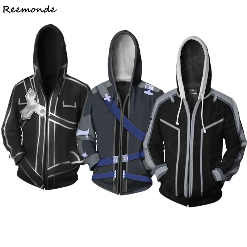 Günstig Anime Schwert Art Online Mit Kapuze Pullover Cosplay Kostüm Kirigaya Kazuto Kirito Hoodies Sweatshirt Zipper Jacke Mantel Für Männer Frauen
