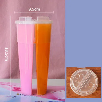 Share Cup Milk Tea Cup Disposable Plastic Cup Double Grid Juice Cold Drink Cup Safe Convenient Thickened Hard Sharing Cup - Цвет: 6