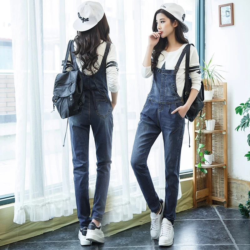 

The new girl autumn autumn Denim Bib loose trousers female 1314151617 year old high school students