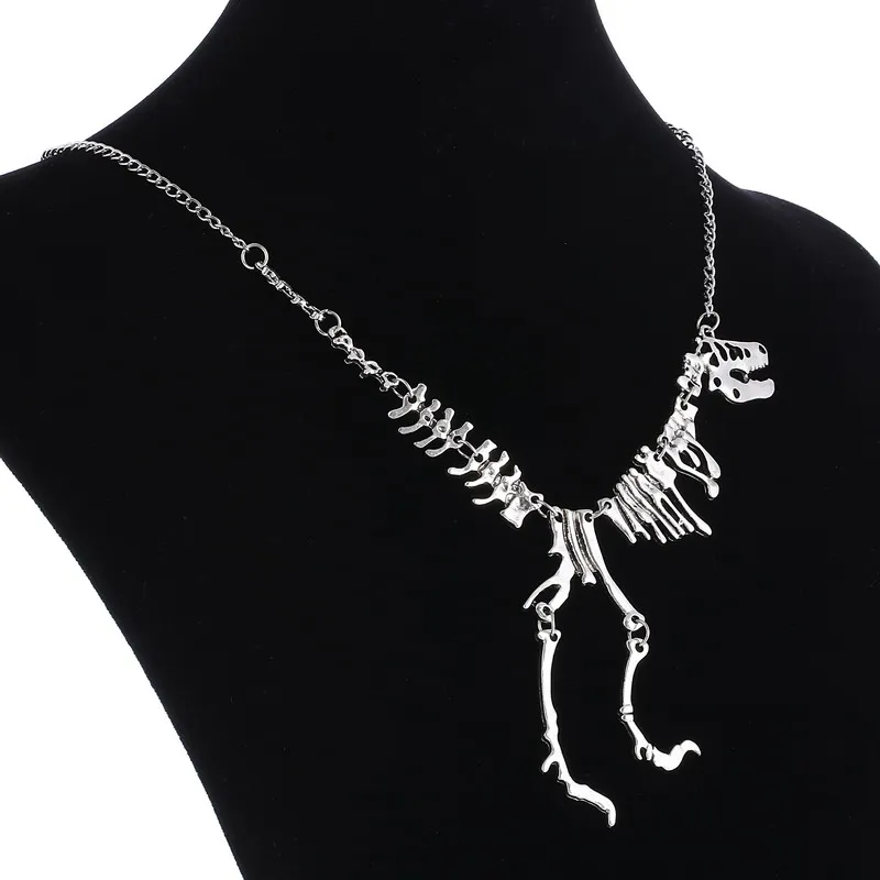 

Hesiod Classic Unisex Steampunk Goth Alloy Dinosaur Skeleton Dead Tyrannosaurus T-Rex Charm Pendant Necklace for Women Men
