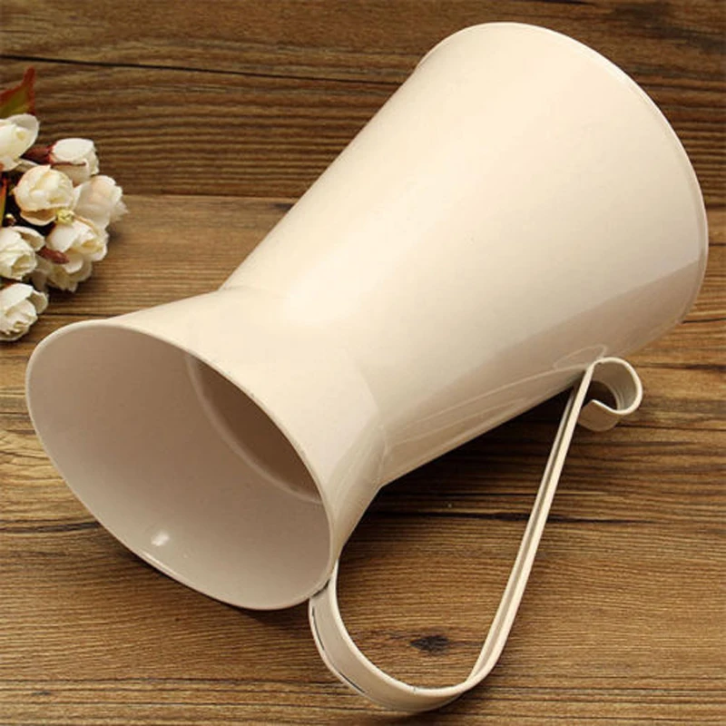New Vintage Tall Metal Shabby Chic Cream Vase Enamel Pitcher Jug Wedding Home Decor