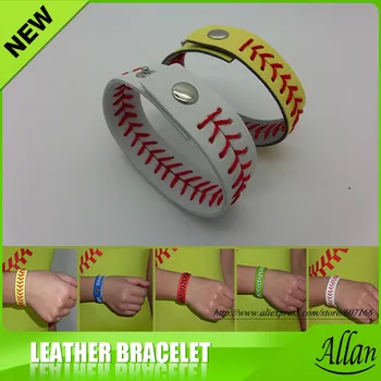 

Genuine baseball/softball leather sports bracelets