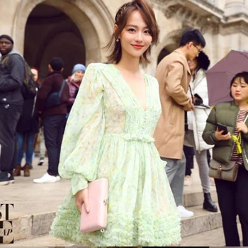 

2019 Summer New party Clothes Elegant Sexy Deep V Neck Dress Women Designer Runway High Waist Mini Dress Mujer Vestidos
