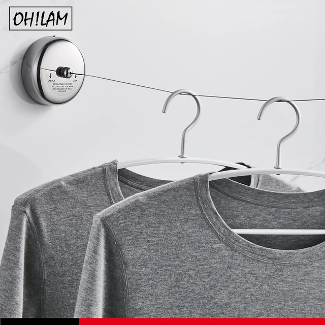 304 Stainless Steel Retractable Wall Mounted 3m Washing Clothes