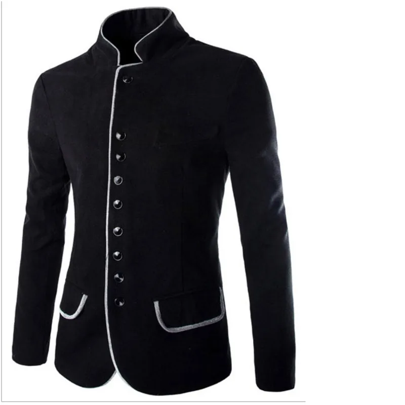 New Men's Stand Collar Coat Slim Fit Suit Button Jacket Overcoat Blazers Tops Dress