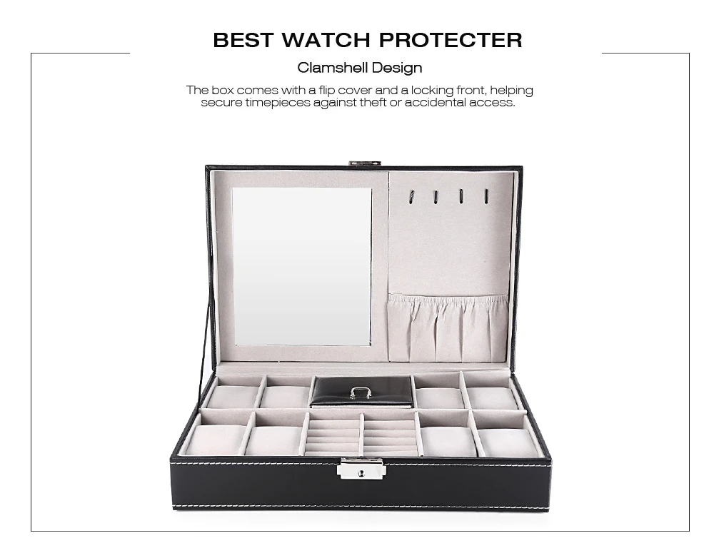 Watch Box PU Leather Watch Case Storage Organizer Box Luxury Jewelry Ri (4)