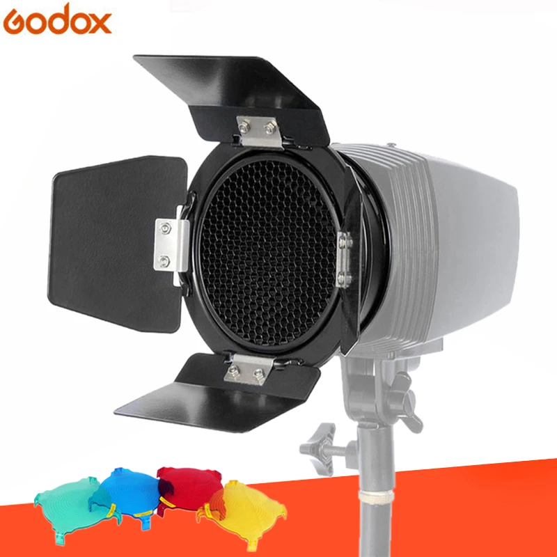 Godox BD 03 96 мм дверь сарая с сотовой сеткой и 4 комплектами цветных фильтров для