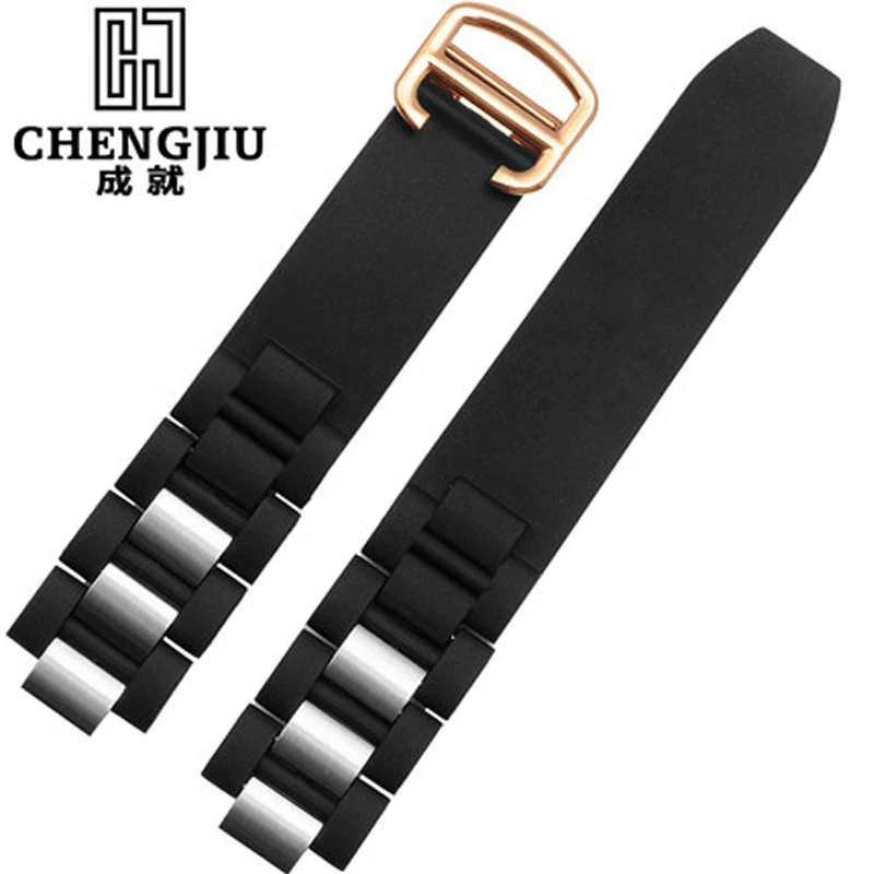 

20mm Watch Strap For Cartier Silicone Watchbands Black White Watches Band Hours Bracelet Female Male Straps Montre Pulseras