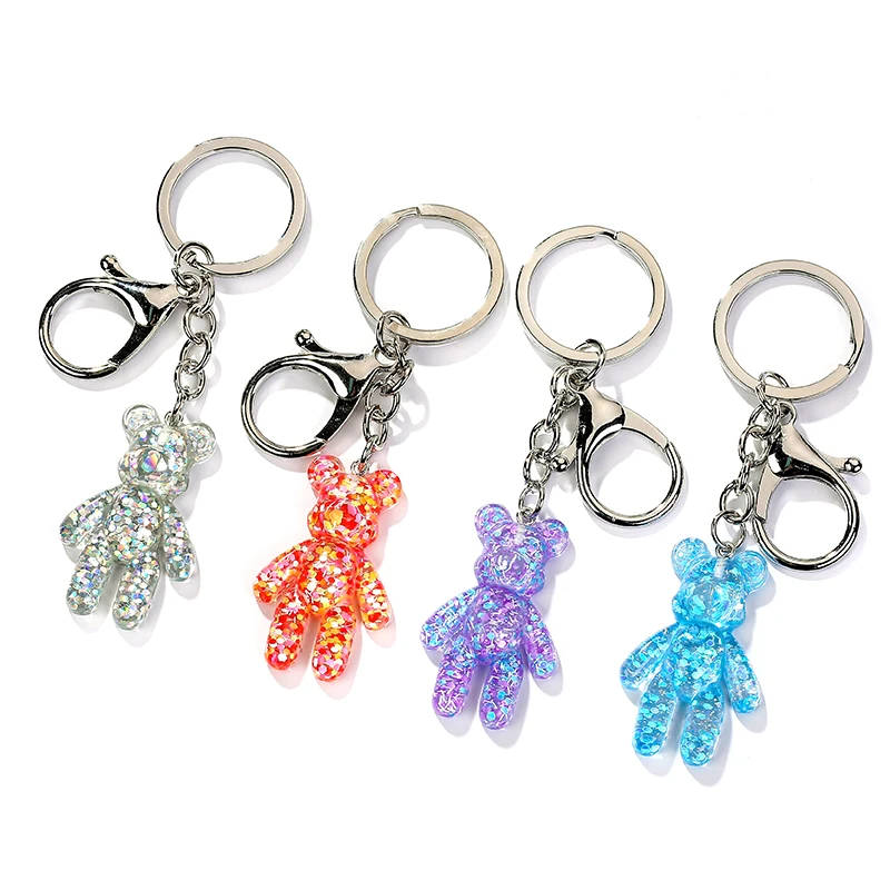 

1PC resin violent bear keychain flatback resin pendant charms resin keyring for woman jewelry