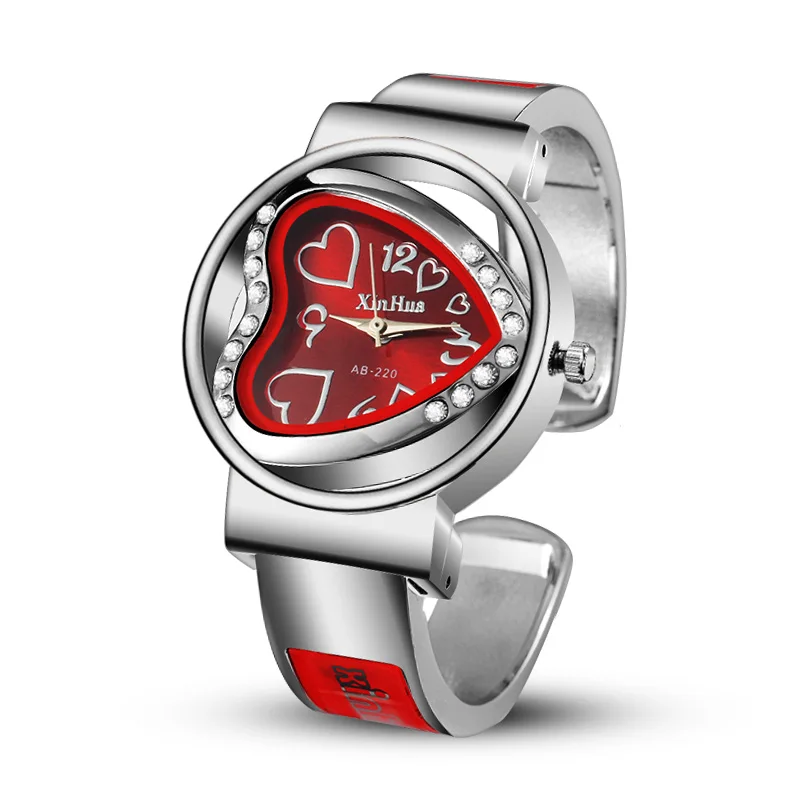 Часы Xinhua женские браслет из нержавеющей стали со стразами, дизайнерские Роскошные вечерние женские часы Relogios Feminino - Цвет: Красный