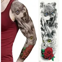 1 шт Временные татуировки стикер русский медведь Роза цветочный узор полная татуировка в форме цветка с боди арт большой поддельные татуировки