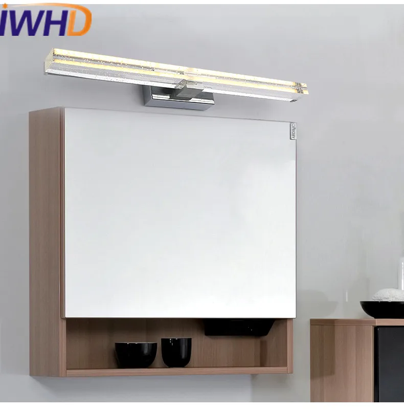 

IWHD Crystal LED Mirror Light Wall Lamp For Bathroom Sconce Wall Light Modern Home Lighting Stairs Waterproof Fashion Arandela