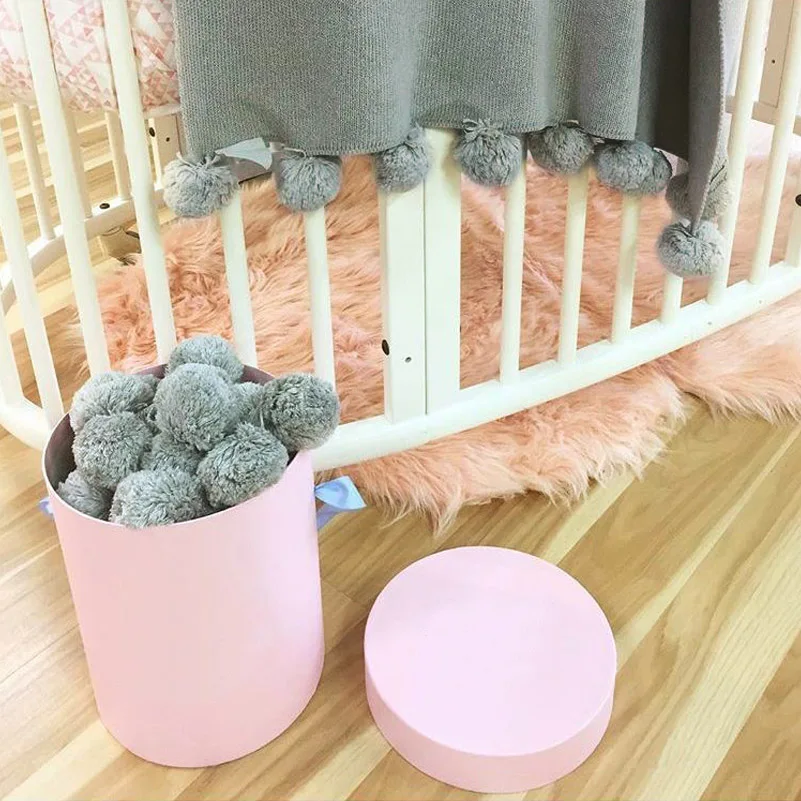 Baby Blankets Fleece Blanket on the Bed Beach Gray Pom Pom Sofa Blanket Baby Children Cute Wool Blanket Infant Newborn 73105 (11)