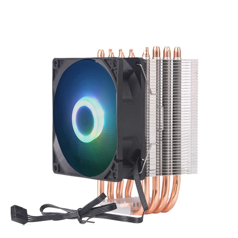 

9Cm 4 Heat Pipe 4 Pin Single Fan With Light Cpu Fan Cpu Heatsink For Intel 775/1150/1155/1156/1366 For Adm All