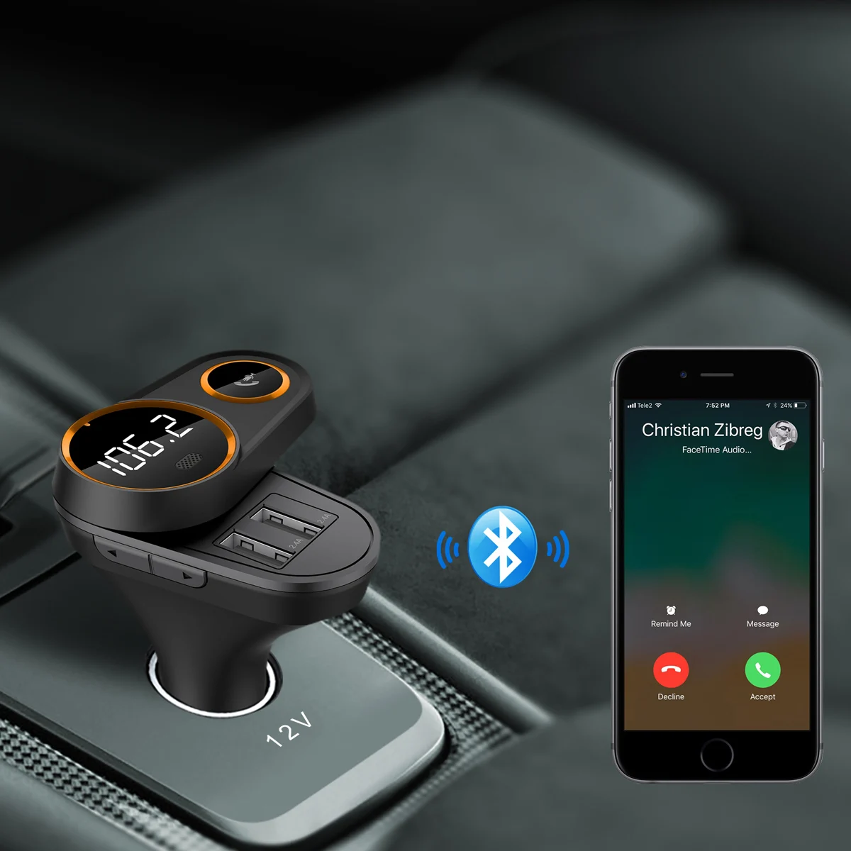 C43 Bluetooth fm-передатчик для автомобиля беспроводной Bluetooth fm-радио адаптер автомобильный комплект с громкой связью двойной usb зарядный порт