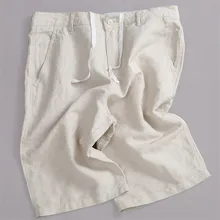Новые модные брендовые мужские повседневные Шорты белые однотонные шорты мужские льняные хлопковые мужские шорты летние 38 Размер 6 цветов Masculina