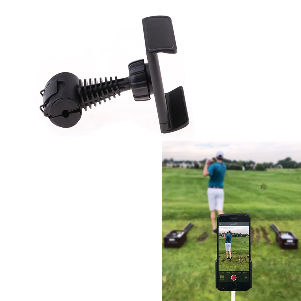 360 Degree Rotatable Golf Swing Recording Phone Holder Pull Cart Mount Clip for Smartphones