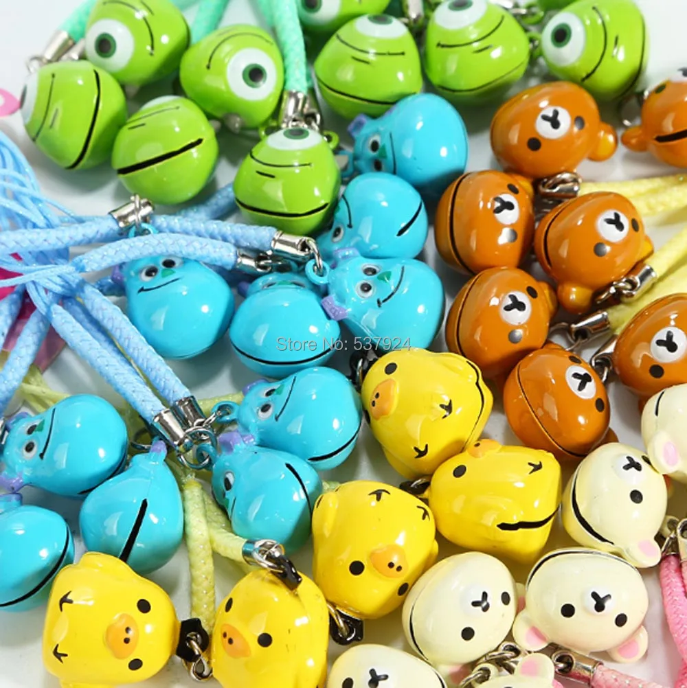 New 10pcs Mike Sulley Chicken Rabbit Bear Cell Phone Strap Tree Jingle Bell Toy Action Figures Aliexpress